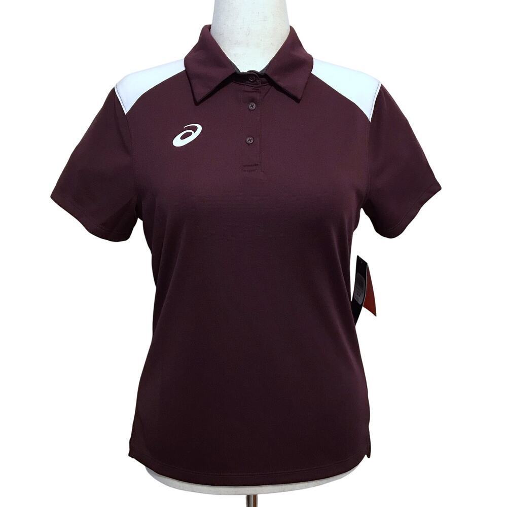 ASICS NWT Maroon Short Sleeves Polo Women M